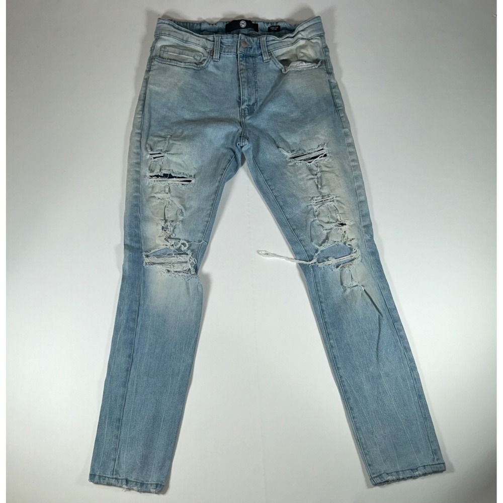 Jordan Craig Sean Fit Jeans Mens 32x32 Light Wash Distressed Ripped Stretch